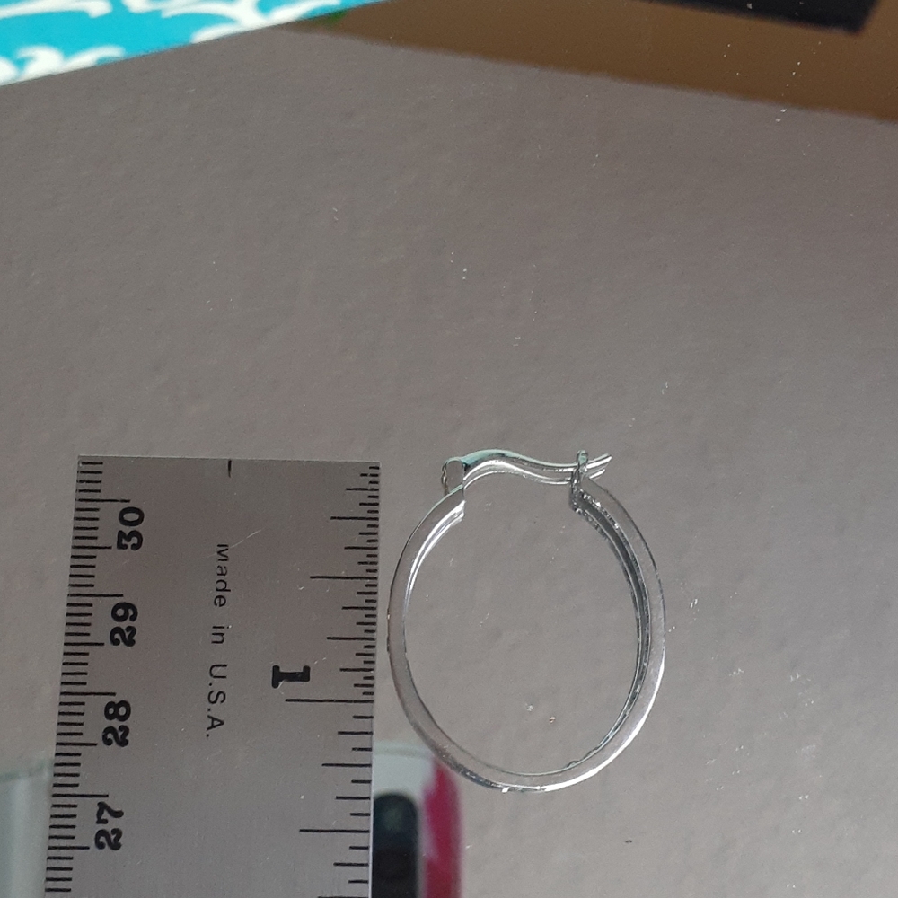 18K Gold Sapphire Hoop-1.5 inches L 1inch Diameter - Picture 7 of 7